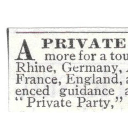 A Private Party - Tour of Europe - 1903 Original Ad TJ8-7-7