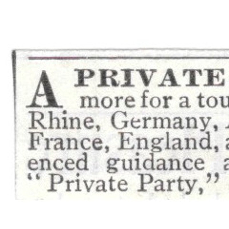 A Private Party - Tour of Europe - 1903 Original Ad AK5-S34