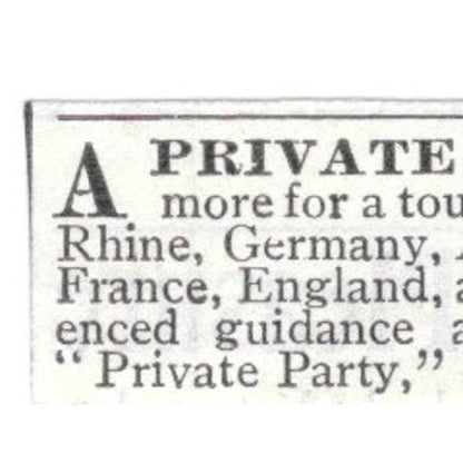 A Private Party - Tour of Europe - 1903 Original Ad AK5-S34