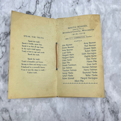 1918 South School Millelacs County School Souvenir Book E.F. Harrington AK3-H2