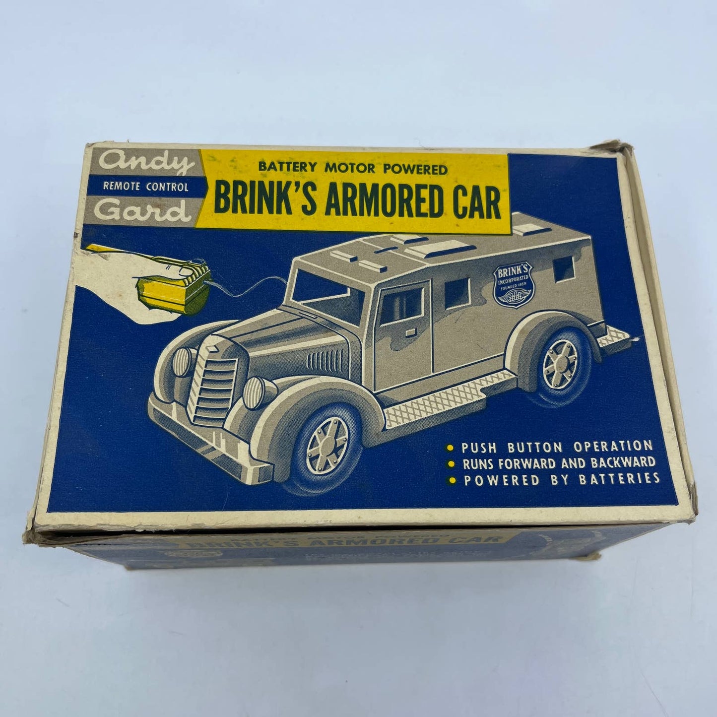 1960s Vintage Andy Gard Brinks Armored Car Electric Motor Powered Boxed TG8