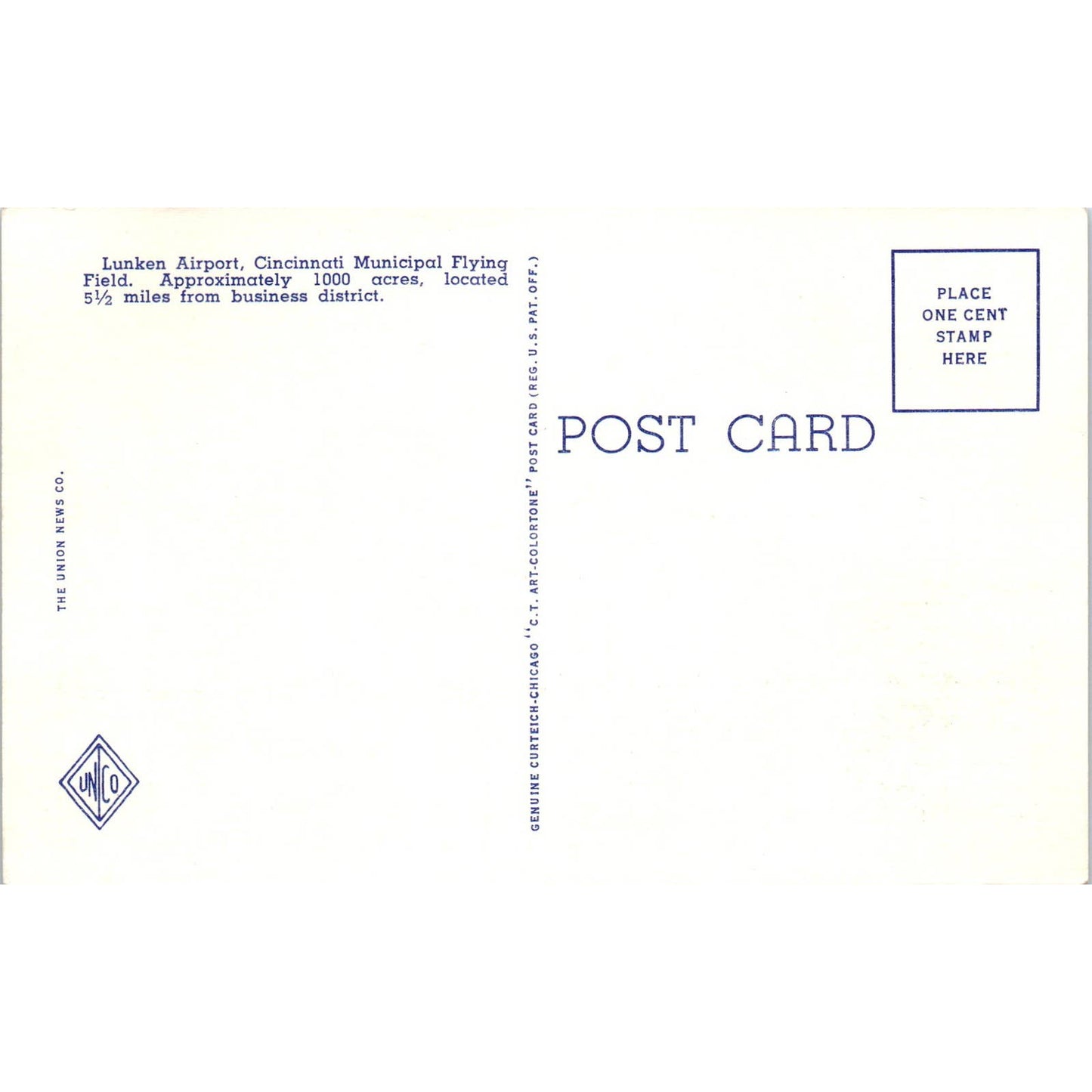 Lunken Airport Alms Park Cincinnati Ohio Original Postcard TJ9-P2