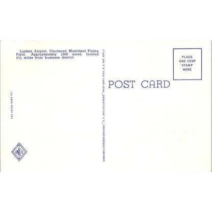 Lunken Airport Alms Park Cincinnati Ohio Original Postcard TJ9-P2