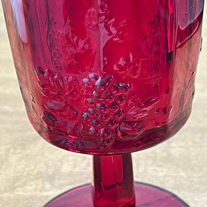Vintage Westmoreland Paneled Grape Wine Glass AMBERINA Ruby Red 6”  TA9 B