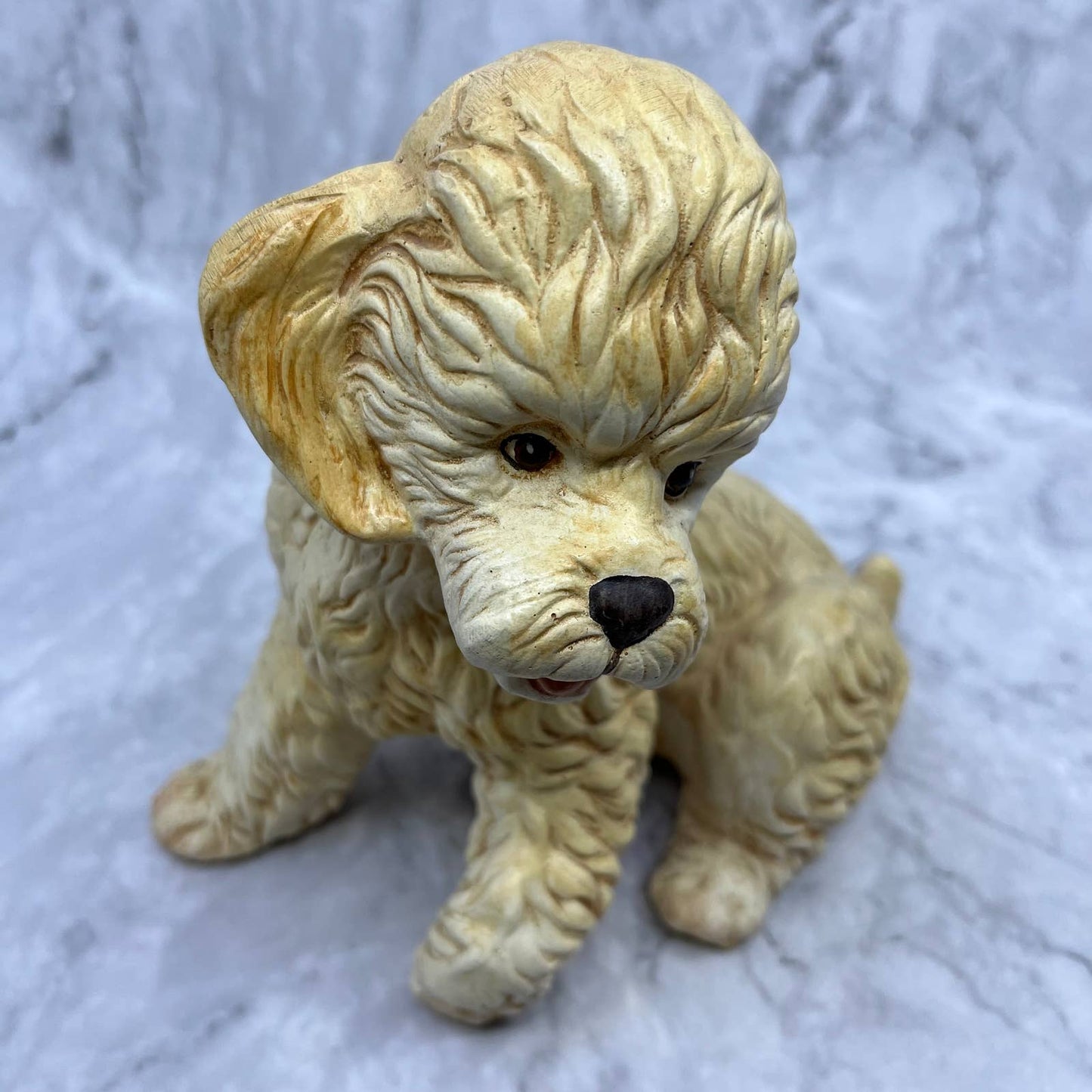 Royal Crown Vintage 1950's Ceramic Golden Poodle Dog Figurine 7" Kitsch TJ2