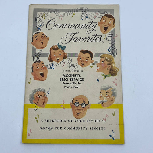 1940 ESSO Motor Oil Community Song Book Mognet's Esso Service Bakersville PA TG6