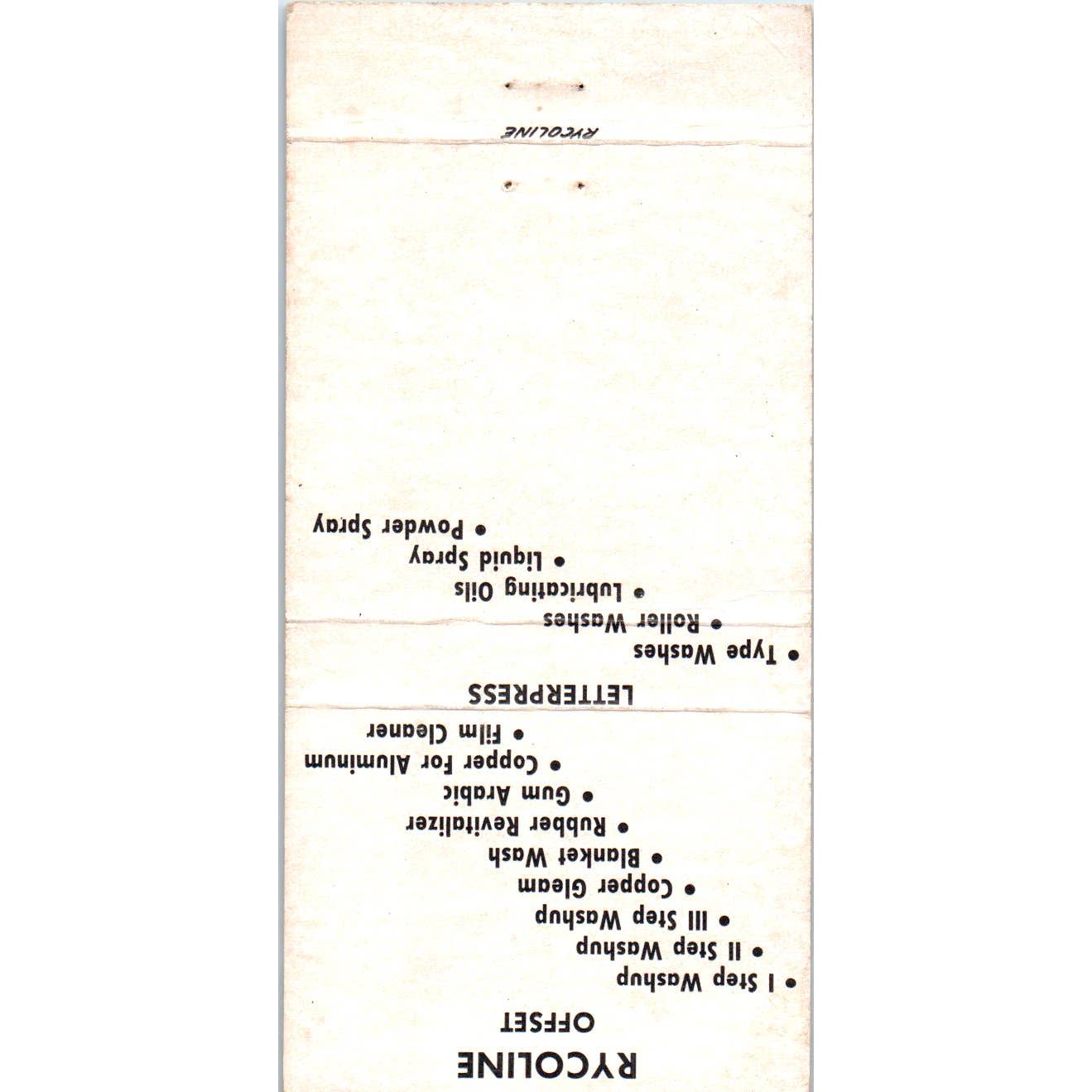 Rycoline Chemicals Chicago IL Advertising Matchbook Cover SA1-M11
