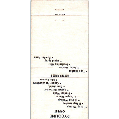 Rycoline Chemicals Chicago IL Advertising Matchbook Cover SA1-M11