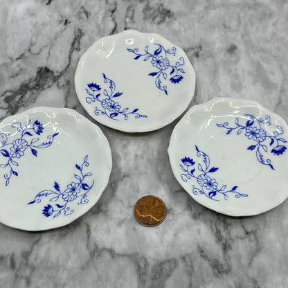 Vintage Blue Floral Mini Dill Tea Party  Plate 3” Scalloped Japan Set of 3 TJ5