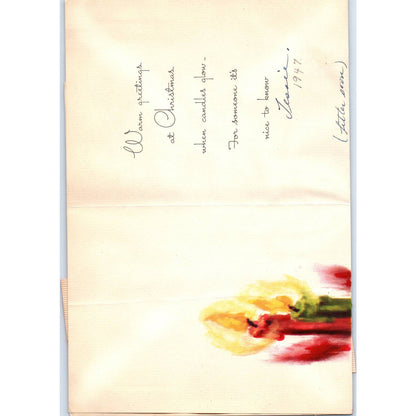 1940s Nat Ptg Co Thompsonville Christmas Card Poinsettias SF2