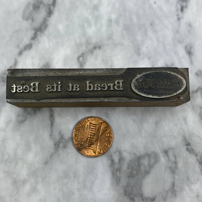Vintage Letterpress Printers Block Plate Peter Pan Bread At Its Best TJ54