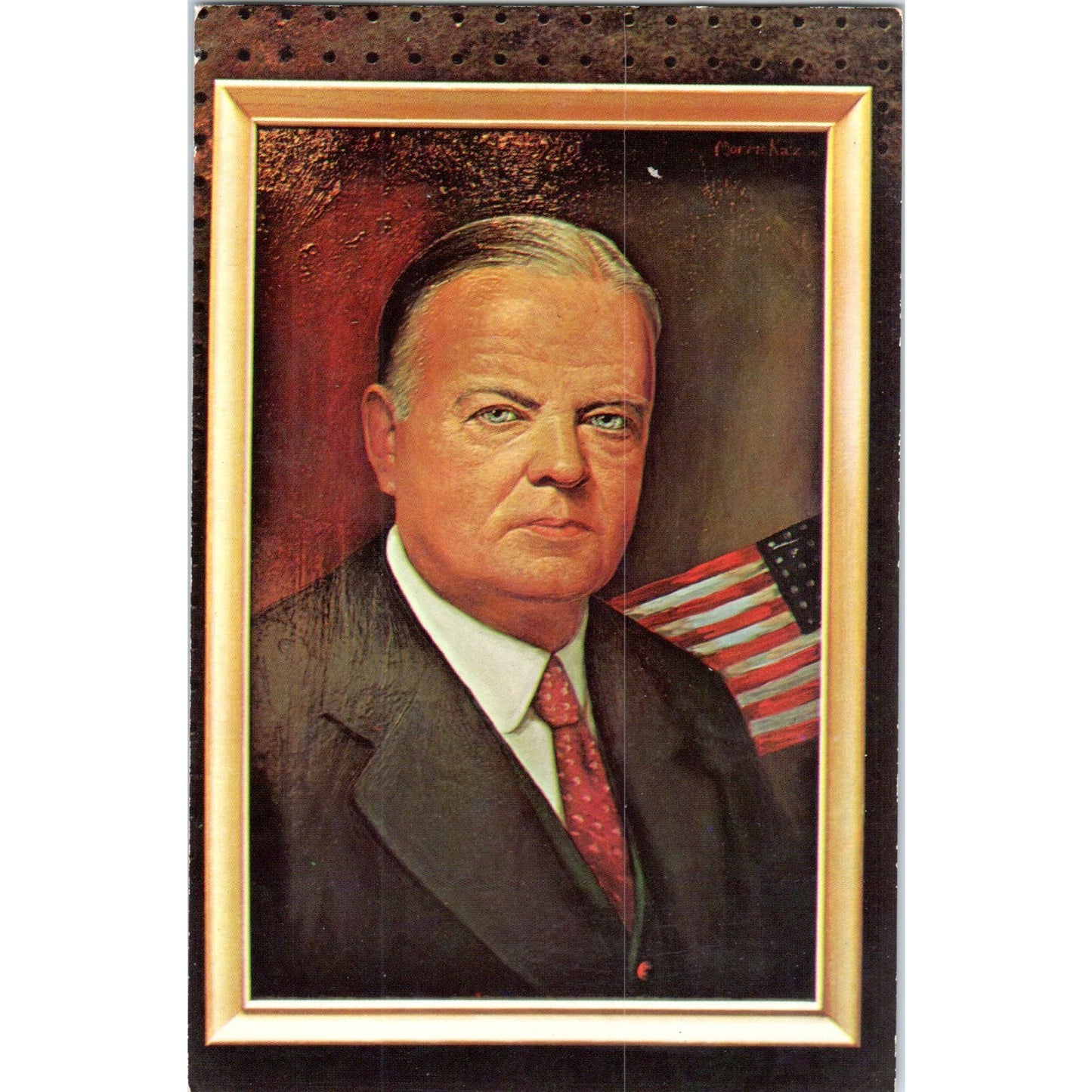Herbert Hoover Portrait Morris Katz 1960s Original Postcard P2-1