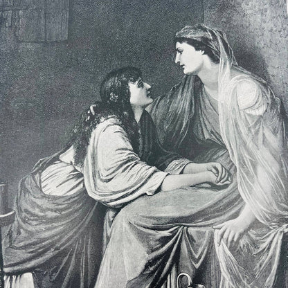 1880s Victorian Art Print Engraving Ebers The Sisters IRENE AND KLEA