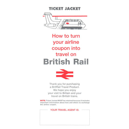 1992 British Rail and Airline Ticket Jacket Britrail Pass/Flexipass SE4