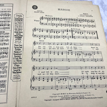 Margie Benny Davis Con Conrad J. Russell Robinson 1920 Sheet Music TK2-SM