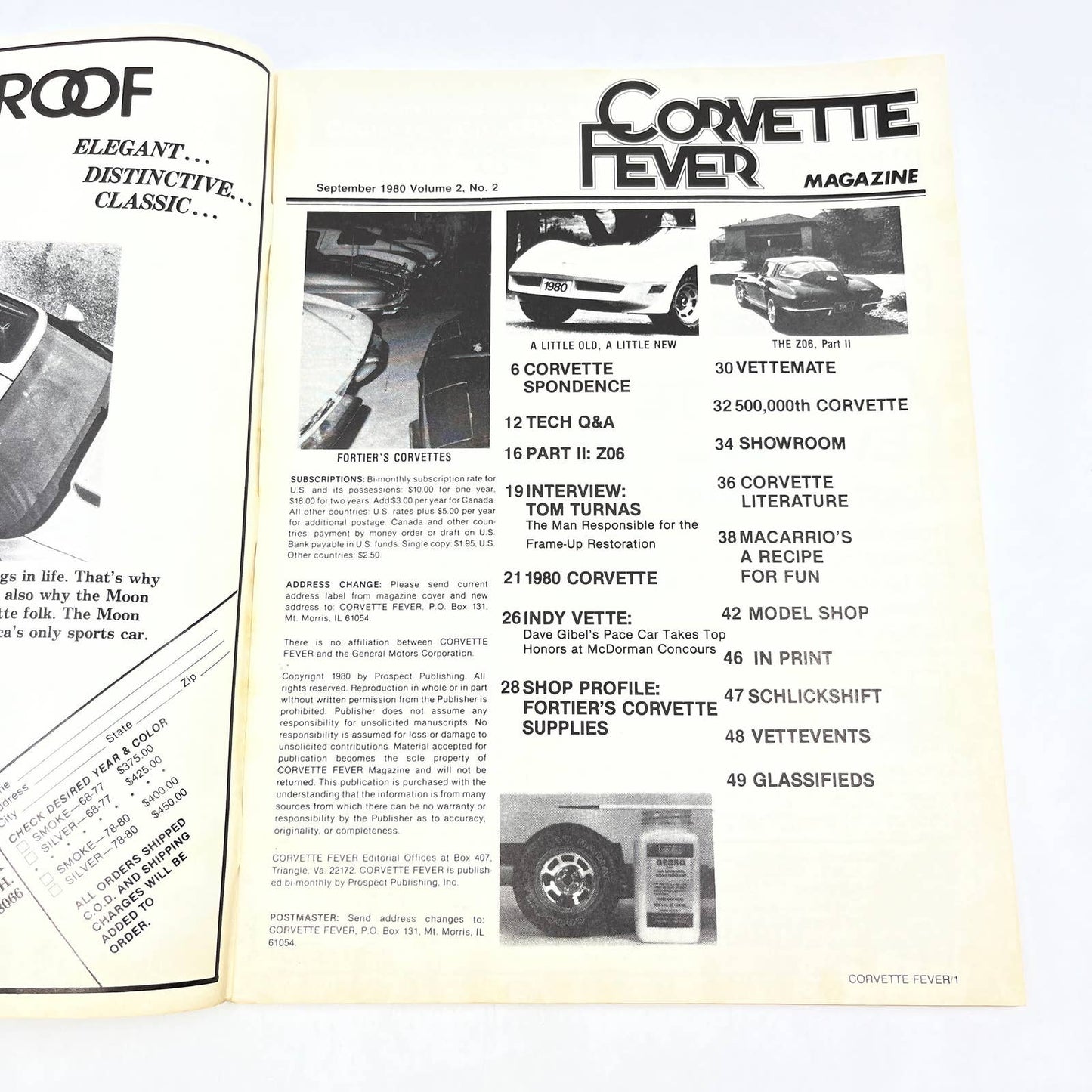 1980 September Corvette Fever Magazine The Legend Lives On: Z06 TG1