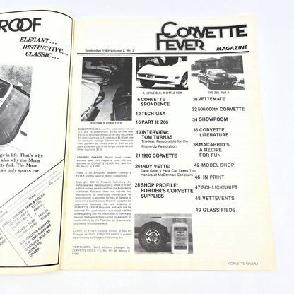 1980 September Corvette Fever Magazine The Legend Lives On: Z06 TG1
