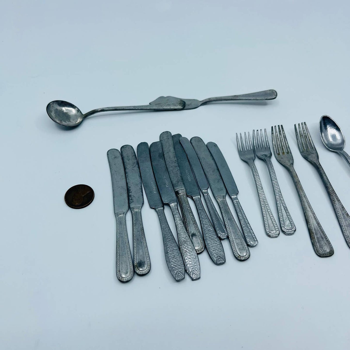 Antique Mixed Germany Metal Silverware Miniature Kitchen Toy Utensils Lot 21 SB4