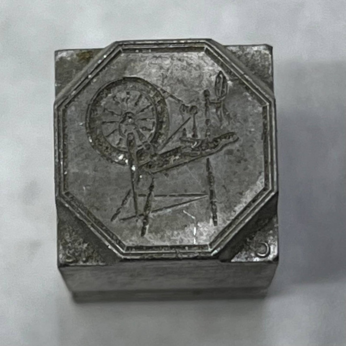 Vintage Printing Letterpress Printers Block Plate Spinning Wheel TJ515