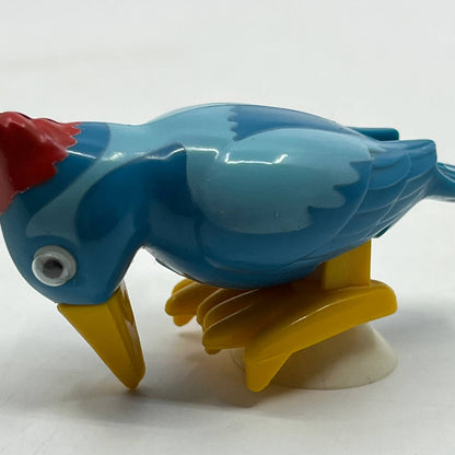 1970s Tomy Pocket Pets Wind Up Suction Cup Woodpecker Blue WORKS SE2