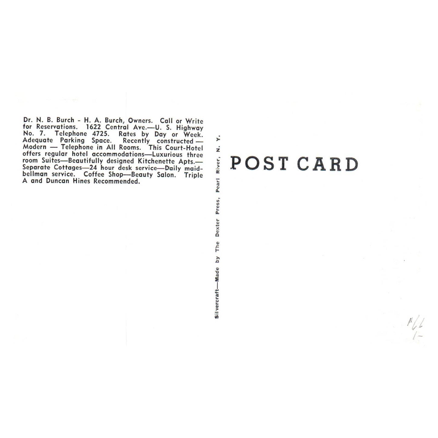 Fountain Court Hotel N.B & H.A. Burch Hot Springs Arkansas - Postcard TJ8-1