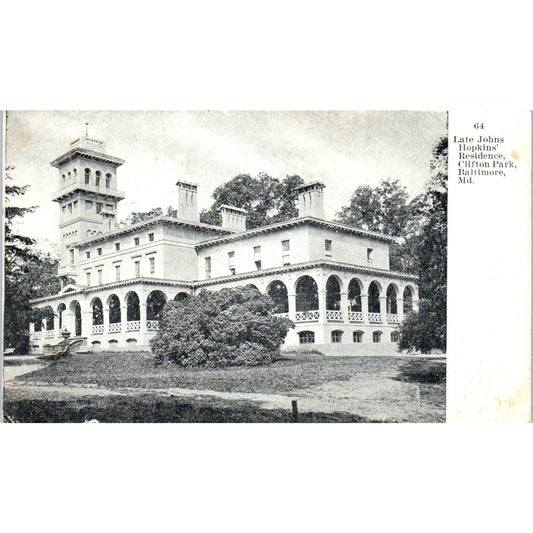 Late Johns Hopkins Residence Clifton Park Baltimore MD Original Postcard TK1-28