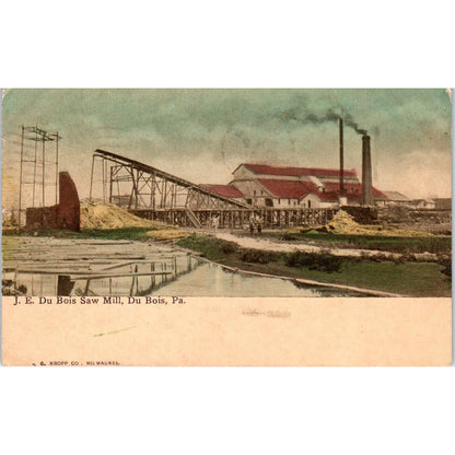 1912 Postcard J.E. Du Bois Saw Mill, Du Bois PA TD8-P2