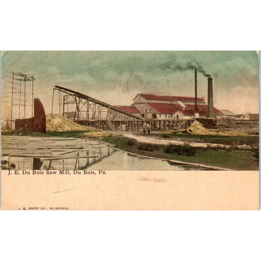 1912 Postcard J.E. Du Bois Saw Mill, Du Bois PA TD8-P2