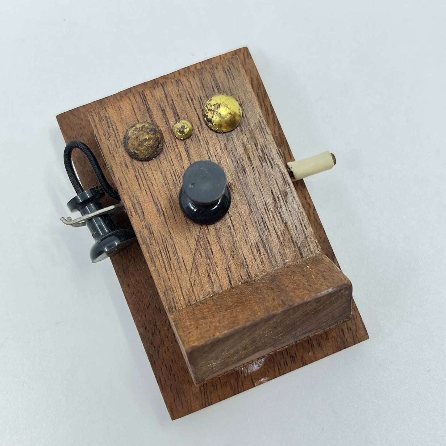 Handmade Black Walnut Old Fashioned Telephone Magnet Doll House Furniture TF7-4