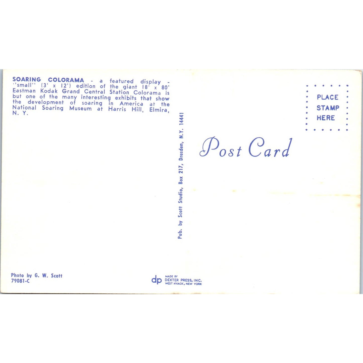 Soaring Museum at Harris Hill Elmira NY - Original Postcard TJ9-P1