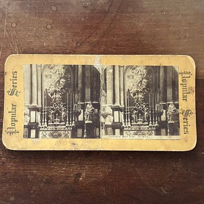 Cathedral Main Altar Antwerp c1880 Antique Stereoview Card H2-4