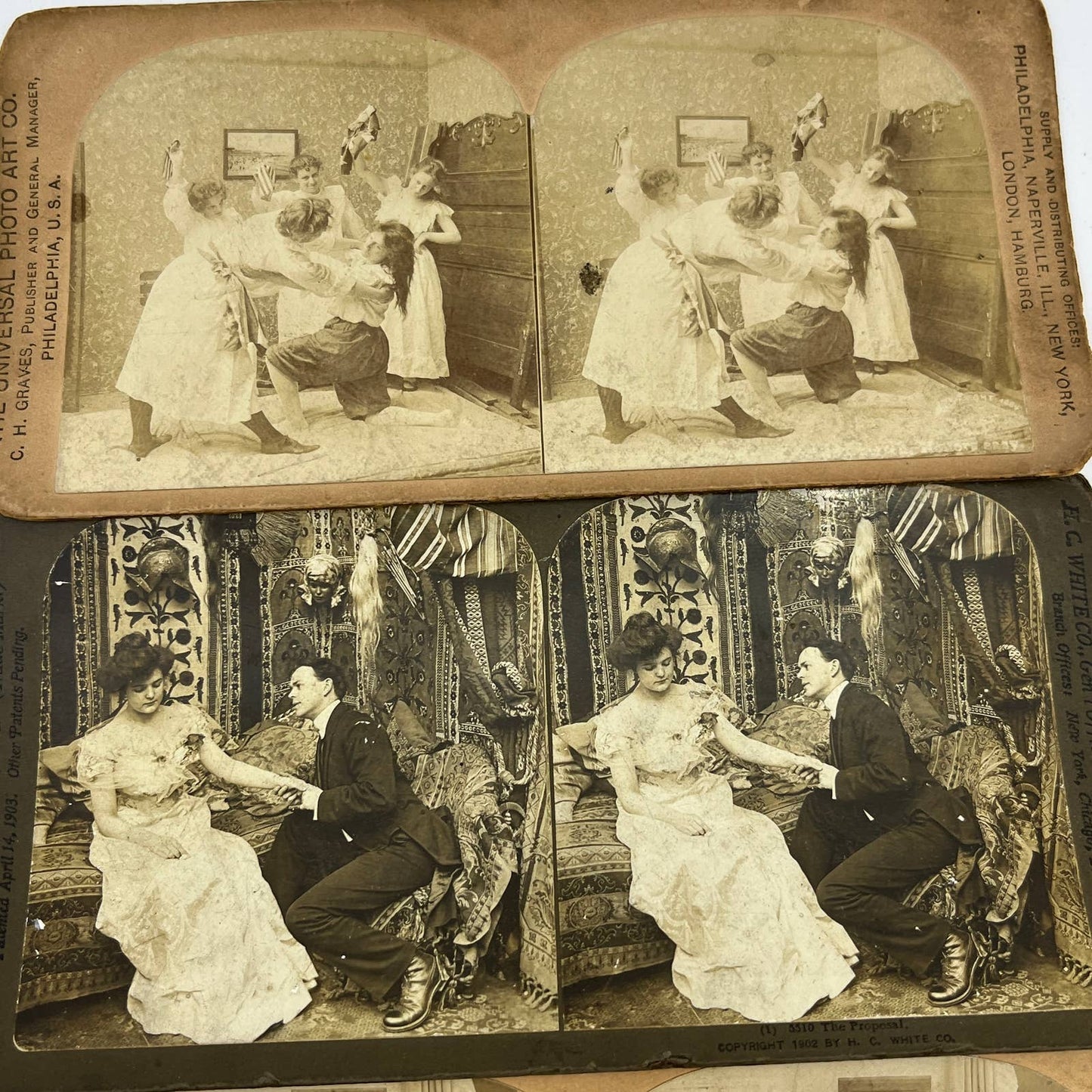 c1900 Lot of 8 Stereo View Cards Featuring Victorian Men and Women TA9