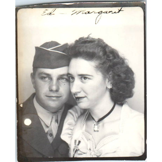 1943 WWII Halloween Photo Booth Photo of Serviceman and Girlfriend 2.5x3 SE5
