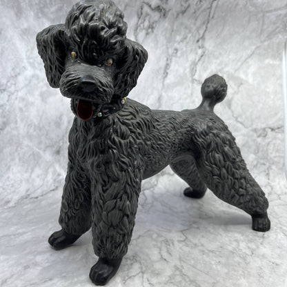 Vintage MCM Porcelain Brown Black Gray Poodle Statue Figurine 13x11 TJ2