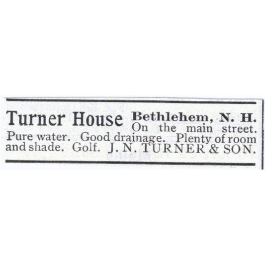 Turner House Bethlehem New York J.N. Turner & Son - 1903 Original Ad TJ7-S9