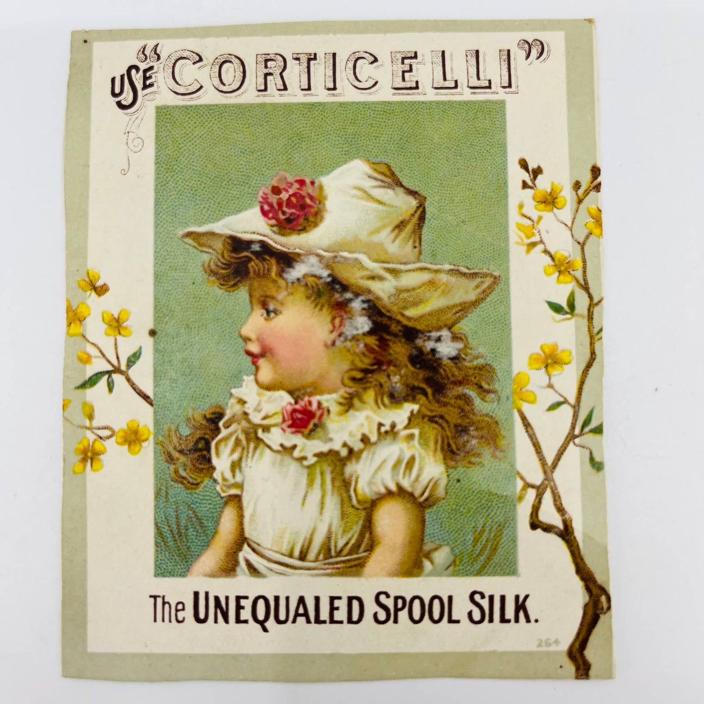 1880s Victorian Trade Card Use Corticelli Unequaled Spool Silk AA2