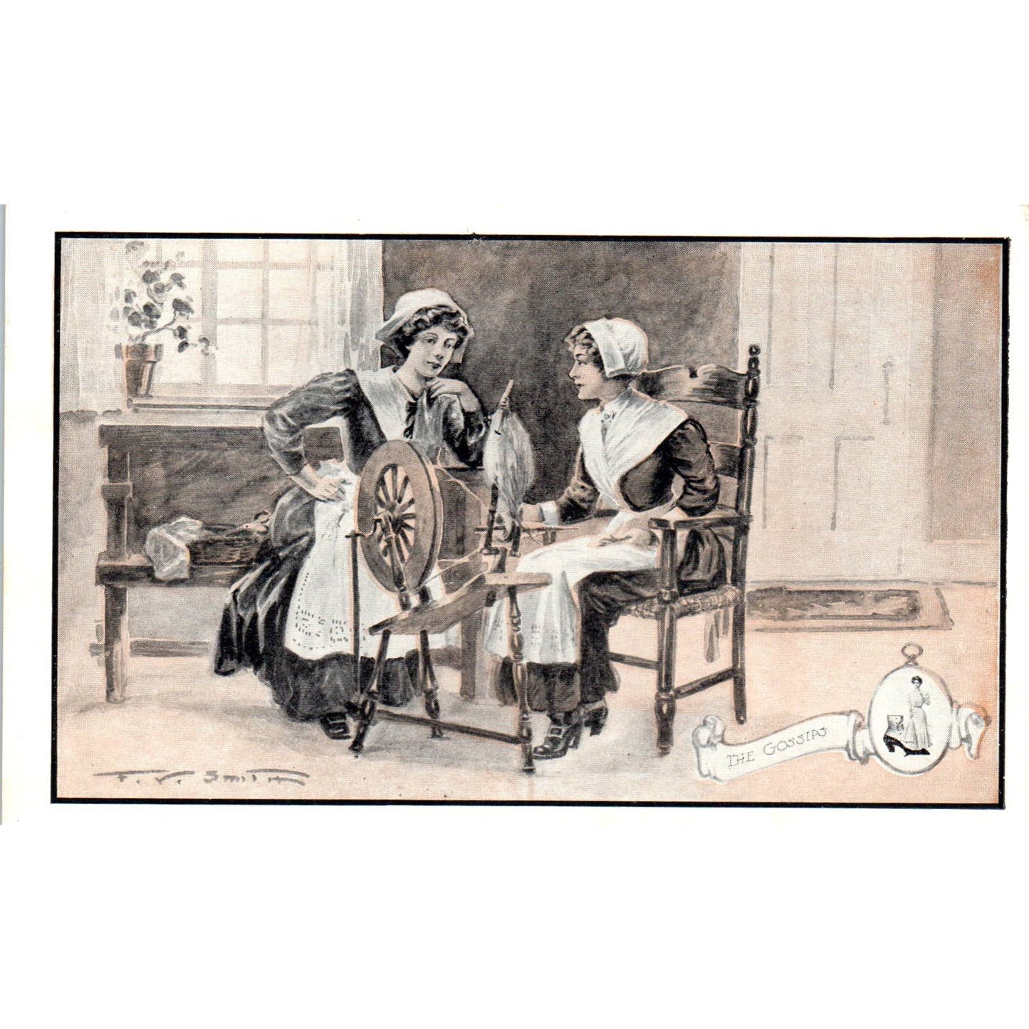 Walk-Over Shoes The Gossips Pilgrims c1910 Advertising Postcard TK1-22