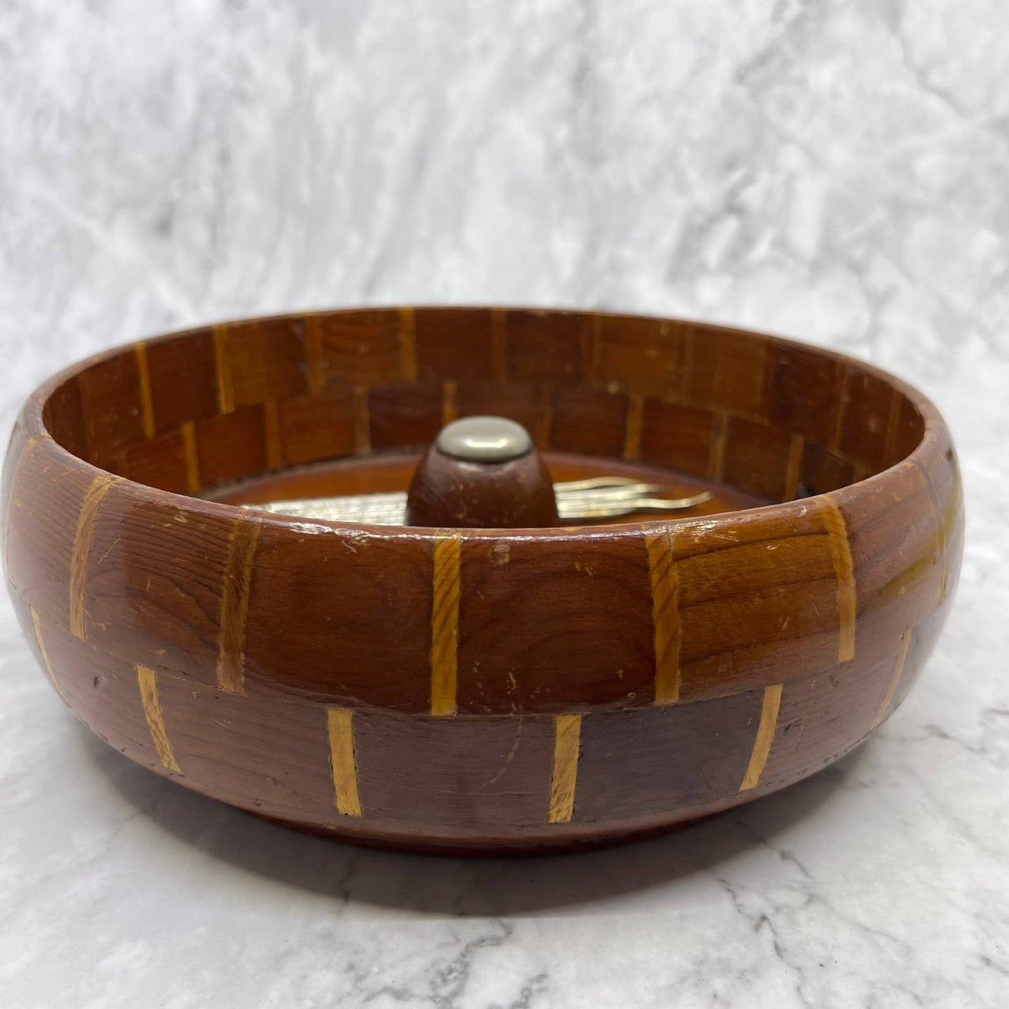 Vtg Handmade Standard Specialty Co San Francisco Redwood Nut Dish & Tools TE3