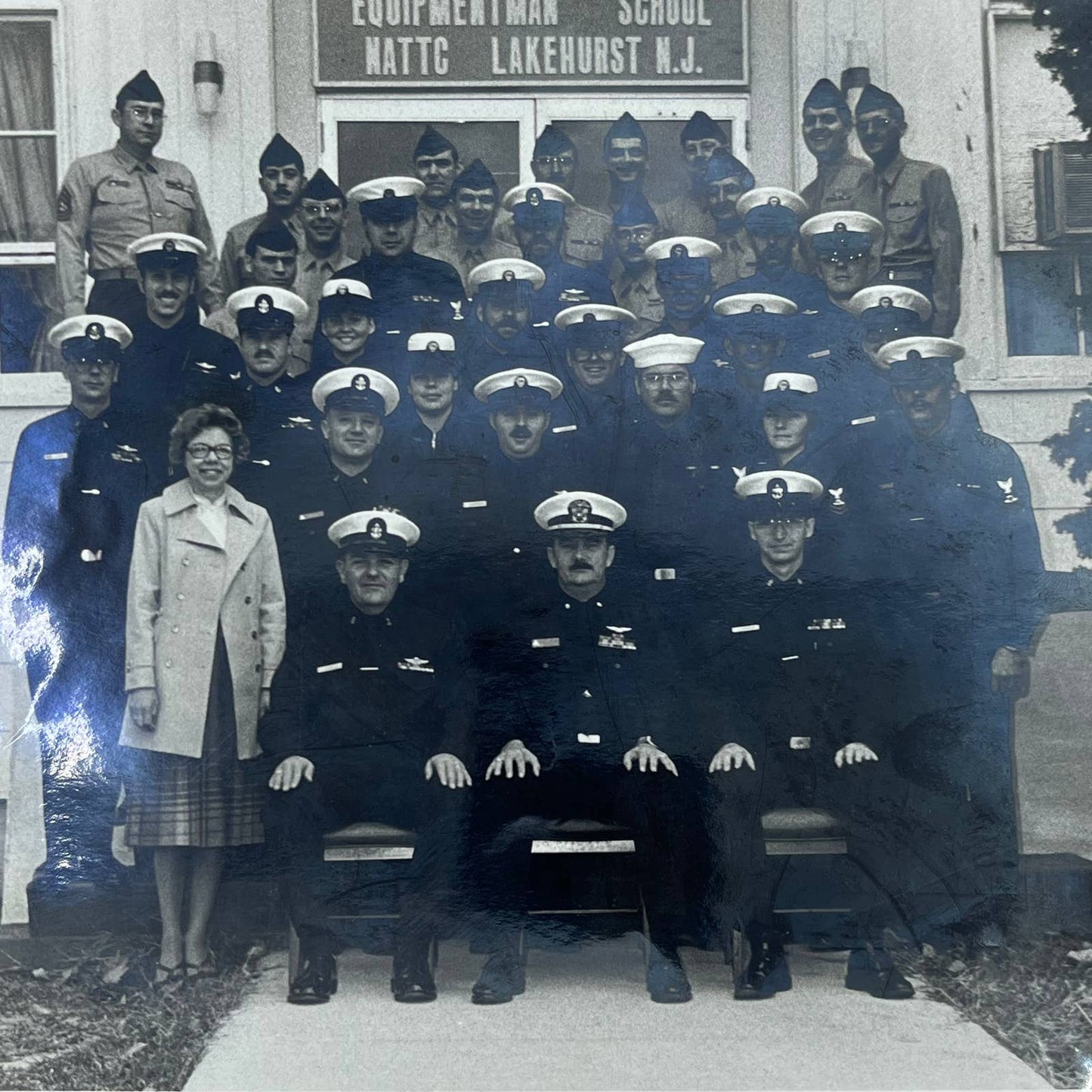 1940s WWII Navy Group Photo Lakehurst NJ 8x10 AA6