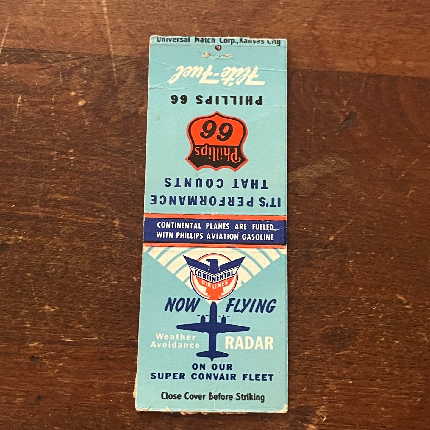 Phillips 66 Flight Fuel Super Convair Fleet Advertising Matchbook Cover MM9-3