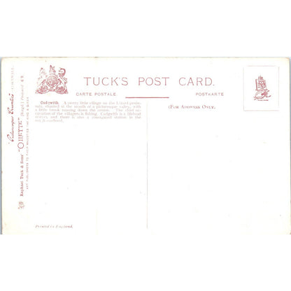 Cornwall Cadgwith Raphael Tuck Oilette Original Postcard TK1-P17
