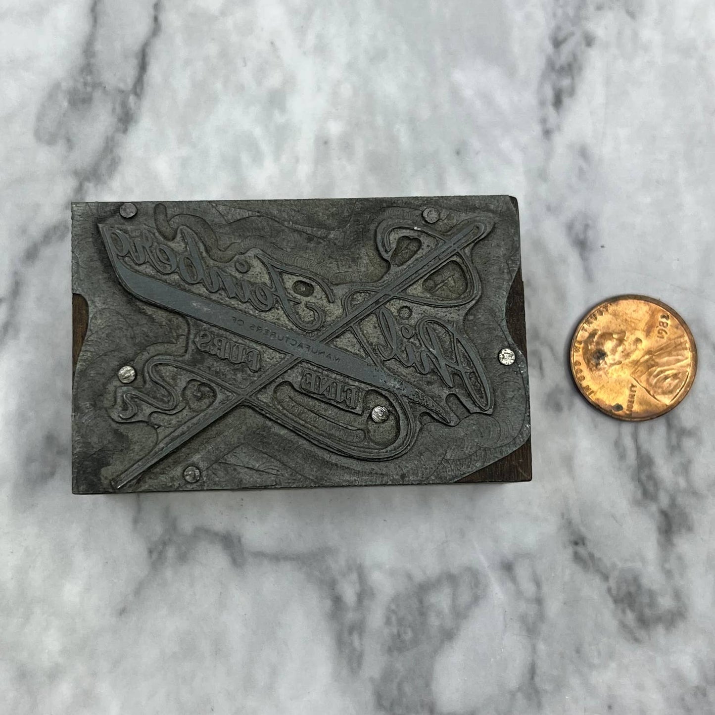 Vintage Printing Letterpress Printers Block Plate Phil Feinberg Fine Furs TJ53