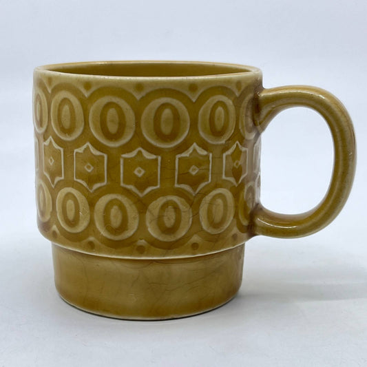 1960s MCM Tan Ceramic Stacking Stackable Mug Cup Japan TI2