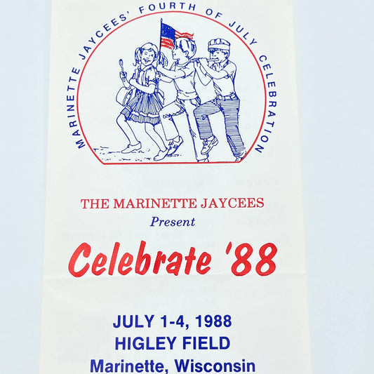 1988 Marinette WI Jaycees Celebrate ‘88 Fourth of July Celebration Brochure AB8