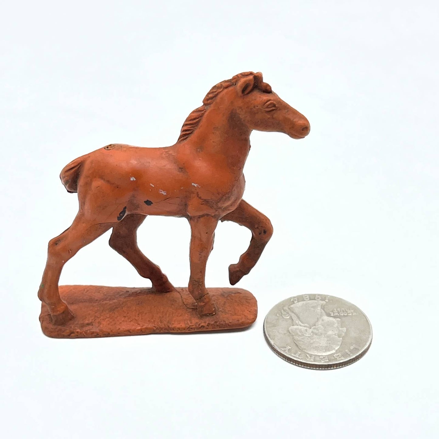 1930s Auburn Rubber USA Old Farm Set Brown 3" Toy Horse SD7