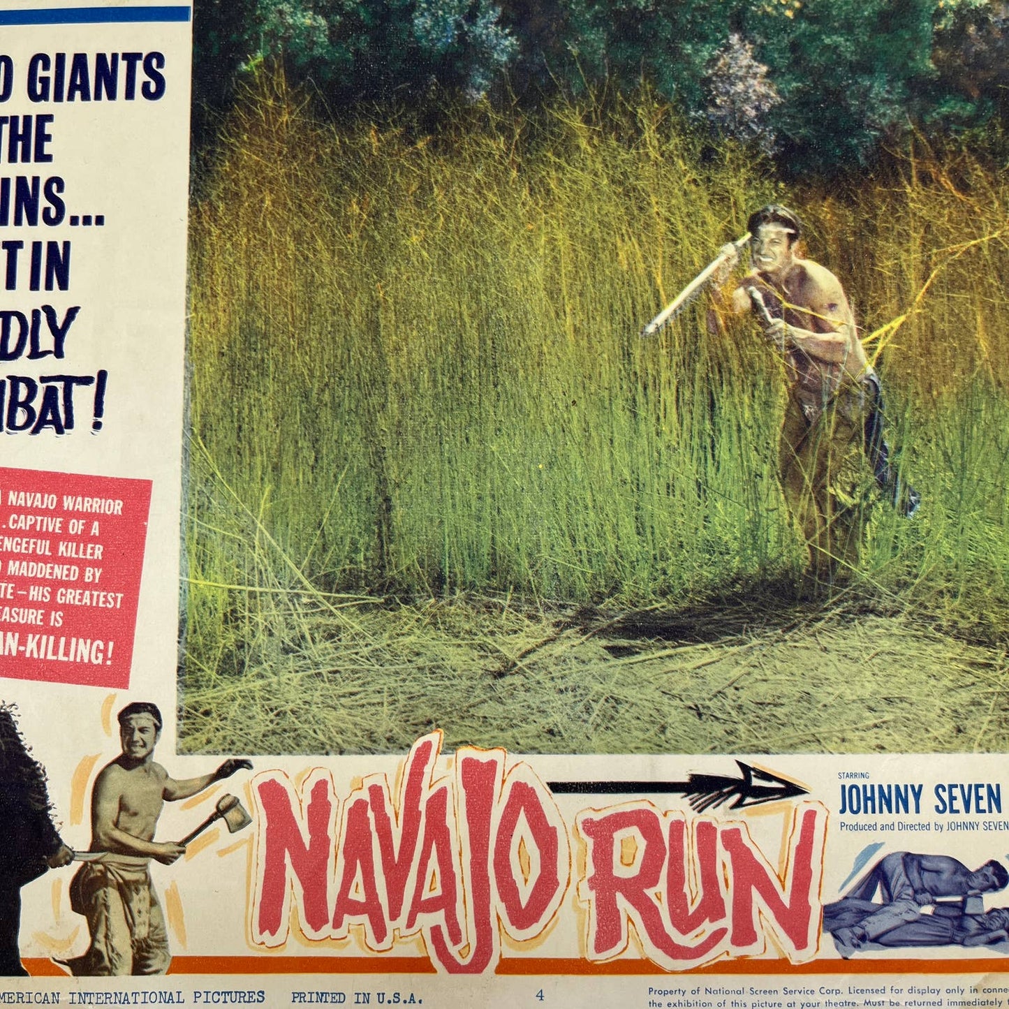 Navajo Run 1964 Lobby Card #4  Native American Indian Western Johnny Seven FL5