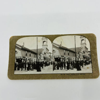 1906 Stereoview Card View San Francisco Earthquake Refugee Ferry Landing Oakland