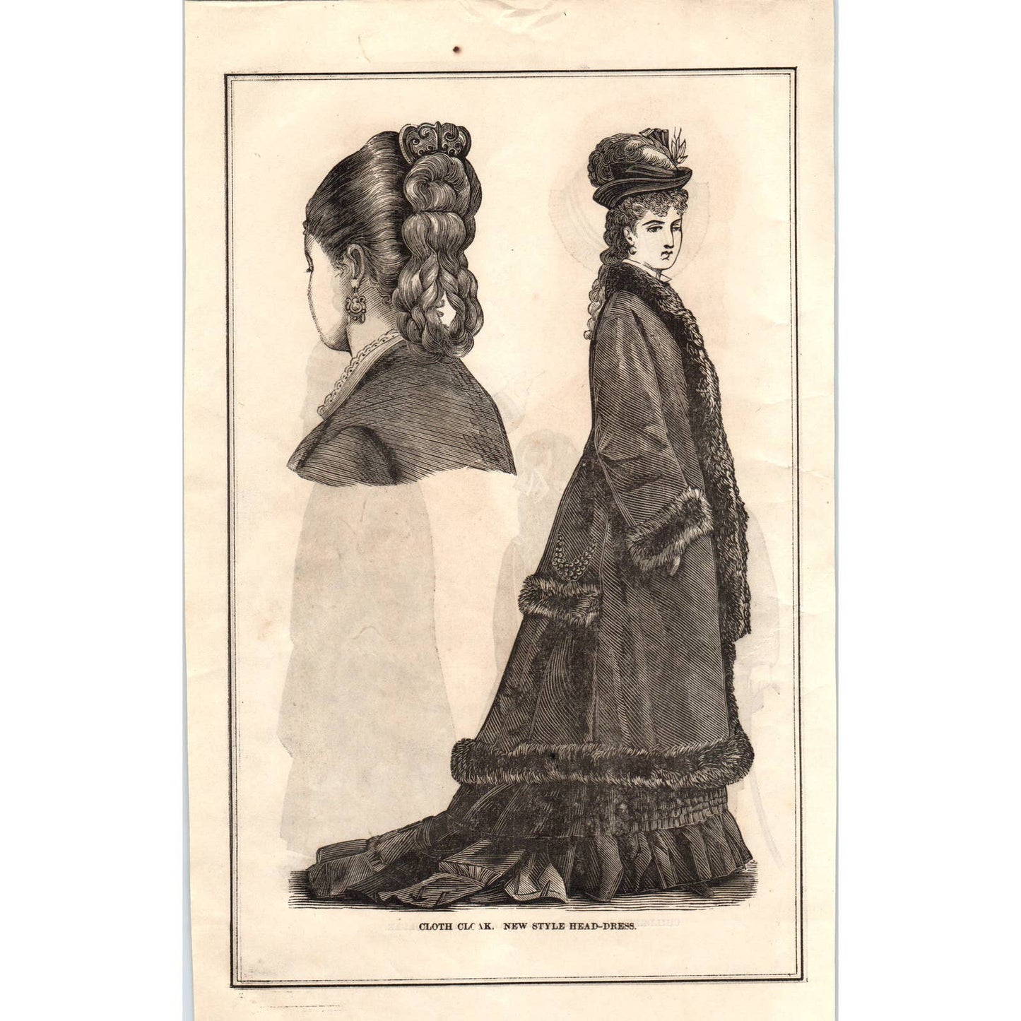 1878 2 Sided Victorian Fashion Cloth Cloak Head-Dress Child's Collar SF2