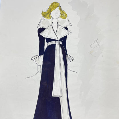 1960s Original Fashion Overcoat Illustration By Edmund Dantez 10x14” FL1