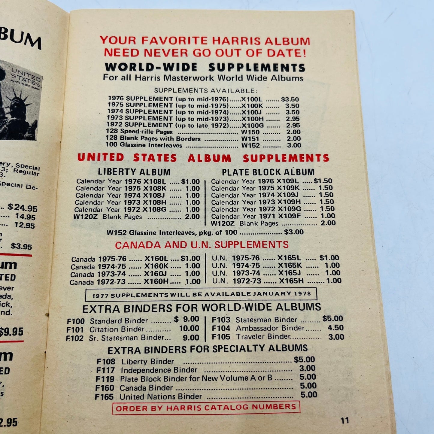 1977-8 Fall/Winter Harris Catalog Stamp Collecting Albums Supplies Stamps H4-5